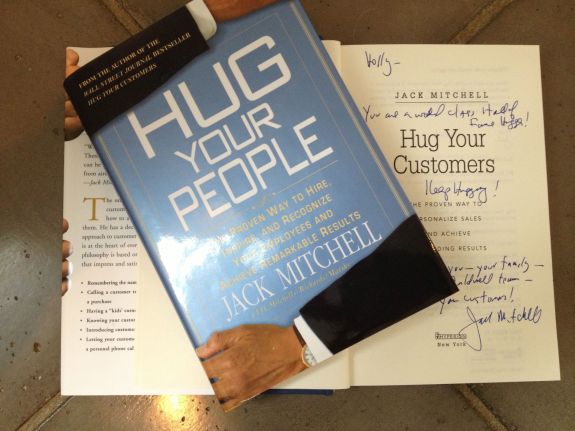 A very special gift (and read!) from Jack Mitchell, who's enthusiastic support for us and our brand was quite humbling. Thanks for the "hugs" Jack and for the personal inscriptions. I will treasure them always!